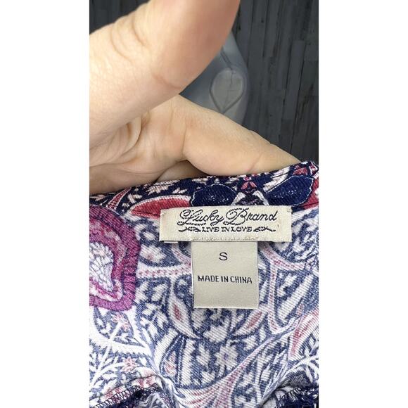 Lucky Brand Paisley Bell Sleeve Mini Dress Women's Small Multicolor Boho Chic - Picture 7 of 7